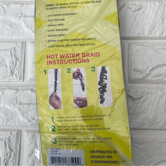 Vivica A Fox Hair Collection Jumbo 3X Braid 84" color 1B - Picture 3 of 6